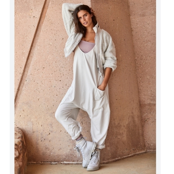 free people movement Pants - Free People Movement Hot Shot Cream Onesie Jumpsuit Size L